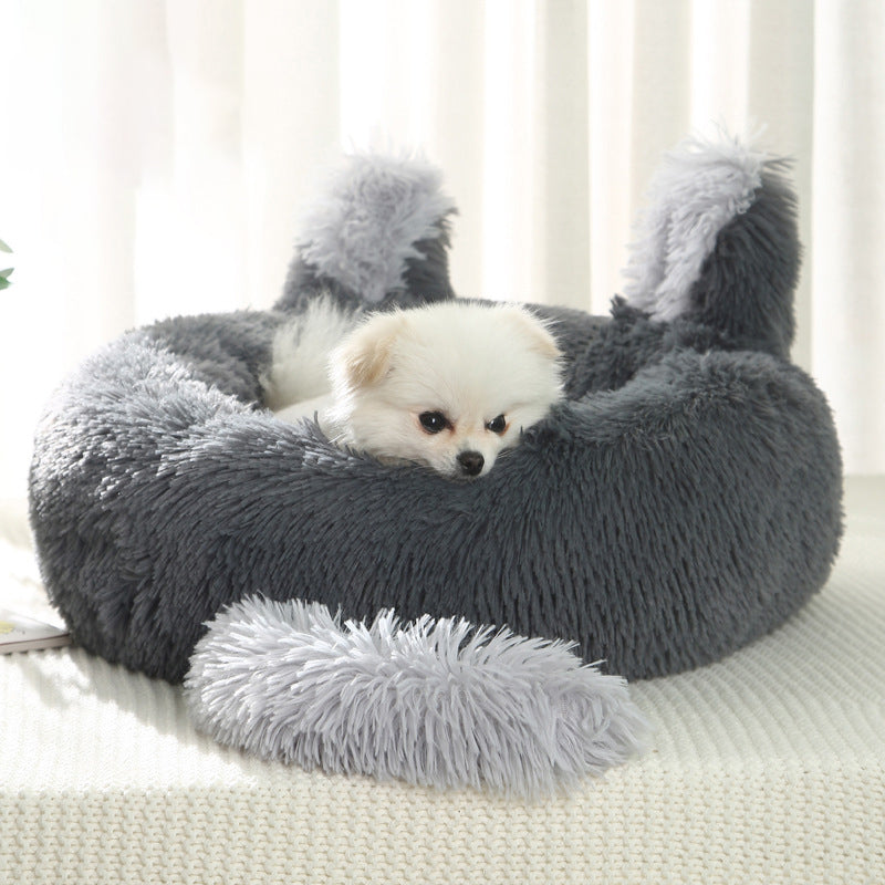 Cama para Mascotas con Orejas de Conejo – Esterilla Cálida de Peluche para Gatos y Perros