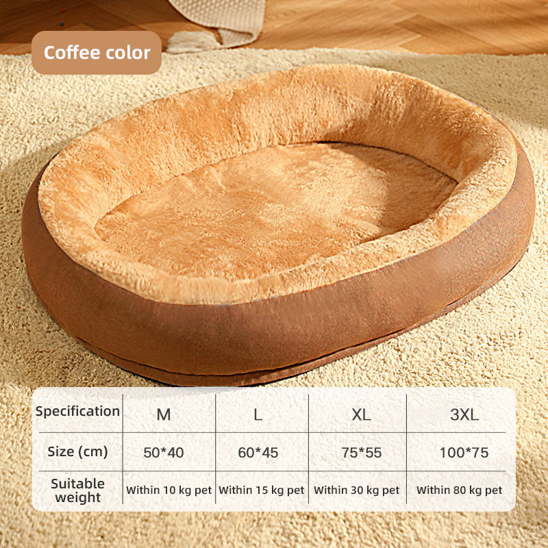 Caseta Ovalada para Gatos y Perros – Cama Cálida de Peluche Resistente a Mordidas