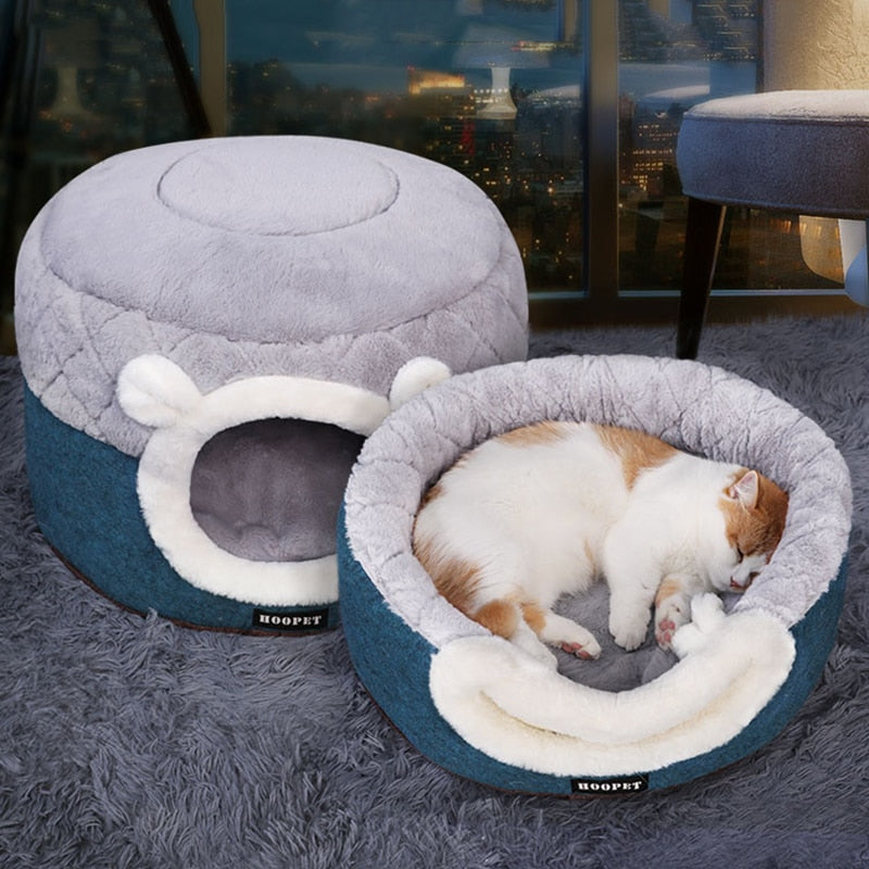 HOOPET Cama Casa para Gatos y Perros Pequeños – Cojín Suave de Peluche para Invierno