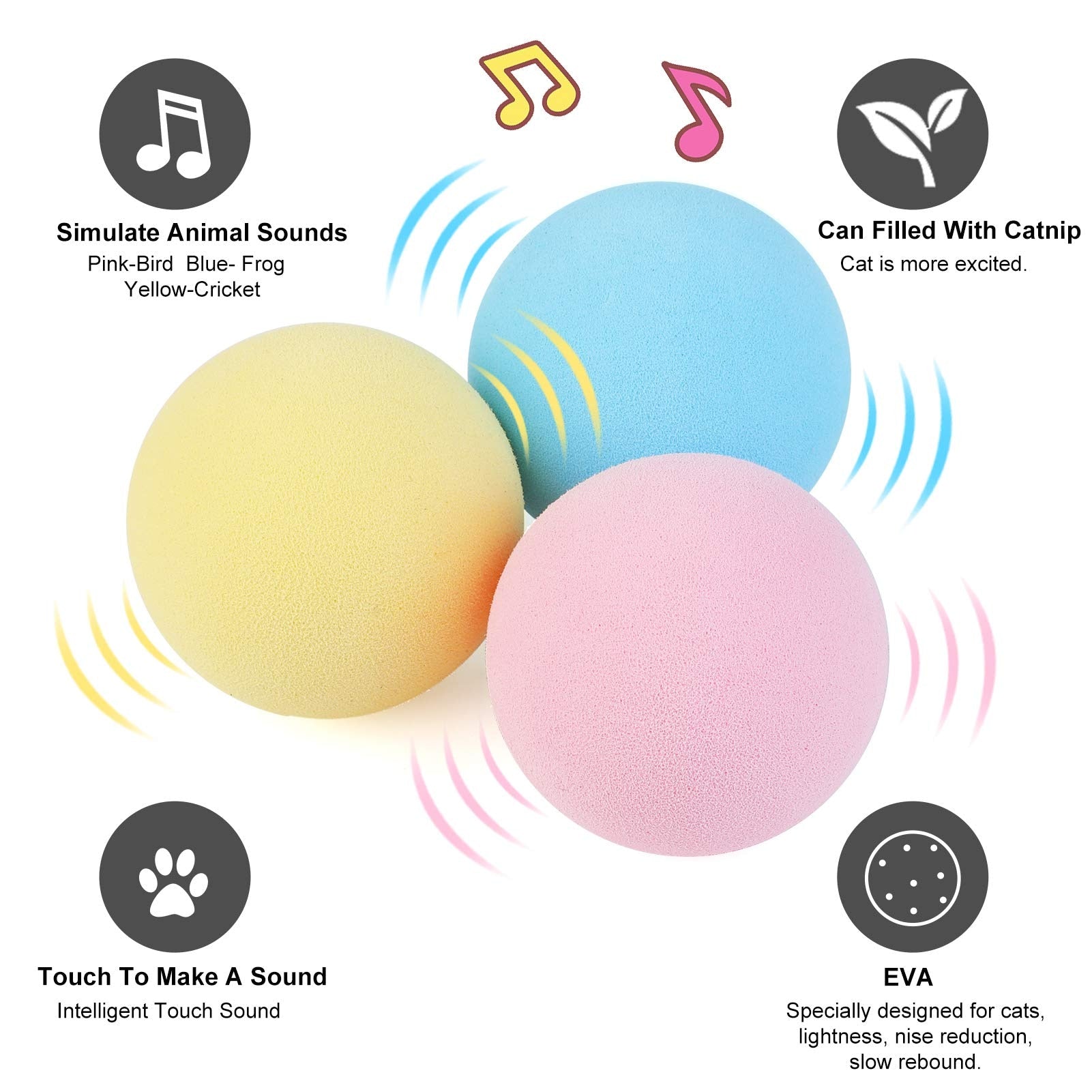 Pelota Interactiva para Gatos con Sonido y Hierba Gatera – Juguete Inteligente para Gatos y Gatitos
