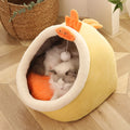 Cama Acogedora para Gatos – Cesta Suave con Cojín Doble Cara Lavable y Techo tipo Tienda