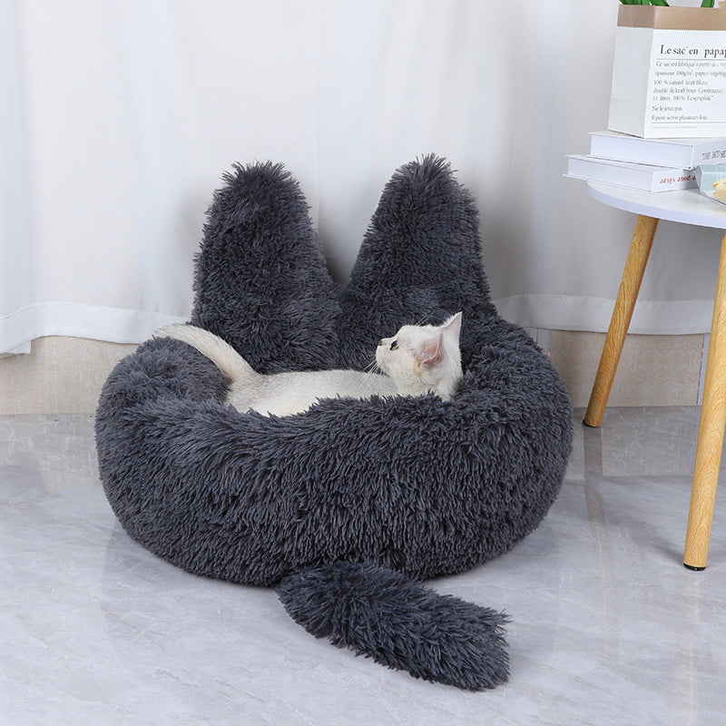 Casa Redonda para Gatos – Cama de Peluche para Todas las Estaciones, Apta para Perros Pequeños