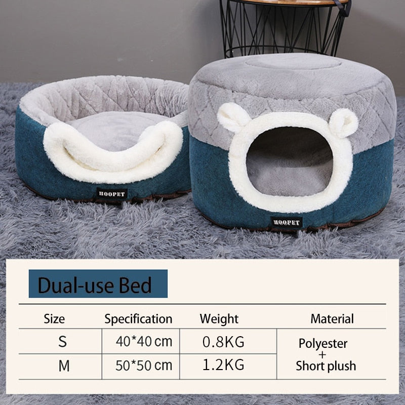 HOOPET Cama Casa para Gatos y Perros Pequeños – Cojín Suave de Peluche para Invierno