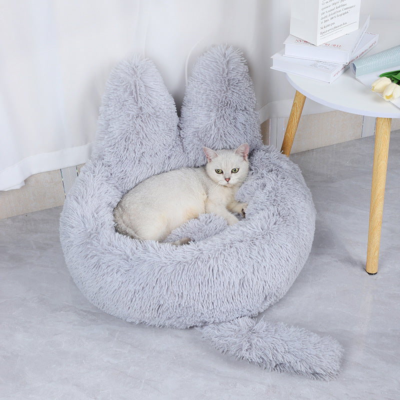 Casa Redonda para Gatos – Cama de Peluche para Todas las Estaciones, Apta para Perros Pequeños