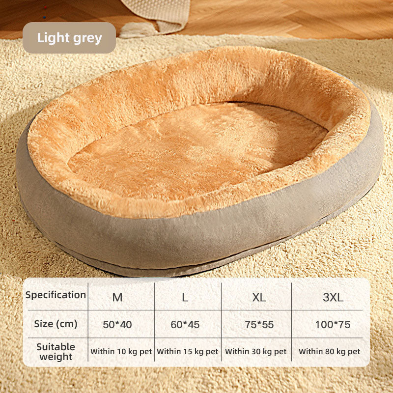 Caseta Ovalada para Gatos y Perros – Cama Cálida de Peluche Resistente a Mordidas