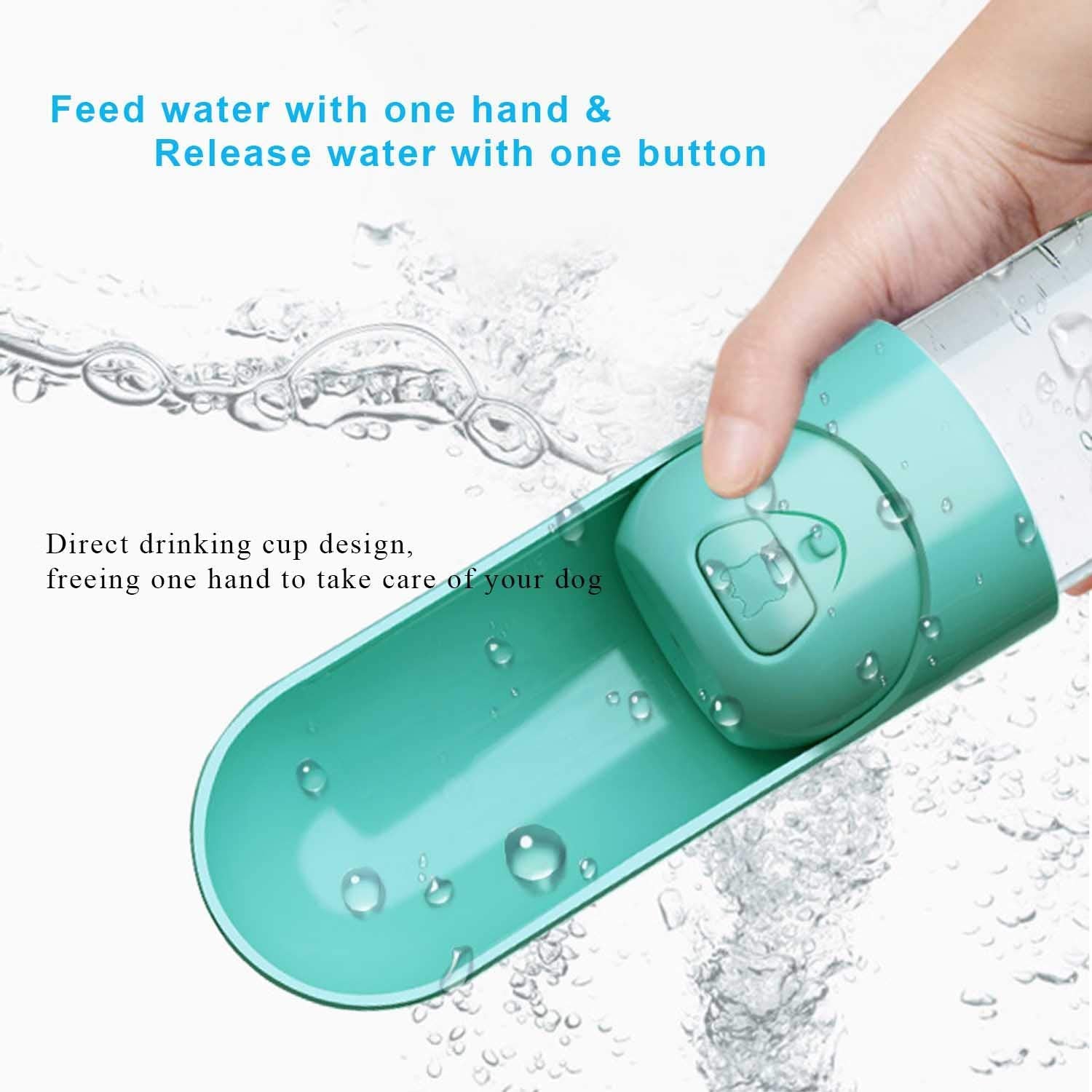 Botella de Agua Portátil para Mascotas 300ml – Dispensador con Cuenco para Perros y Gatos en Viaje