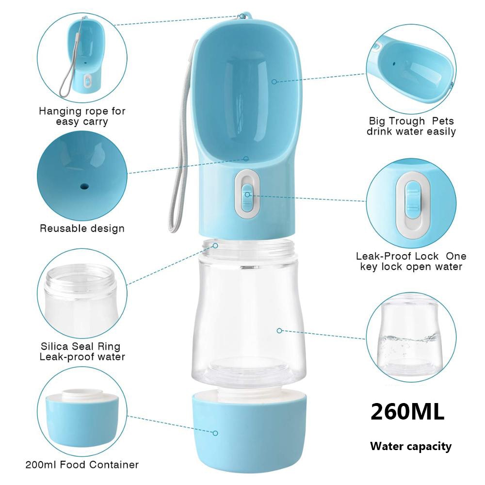 Botella Dispensadora de Agua para Perros y Gatos – Cuenco Portátil para Paseos y Viajes