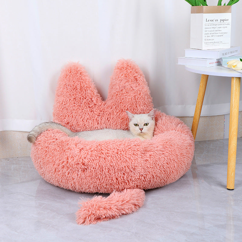 Casa Redonda para Gatos – Cama de Peluche para Todas las Estaciones, Apta para Perros Pequeños