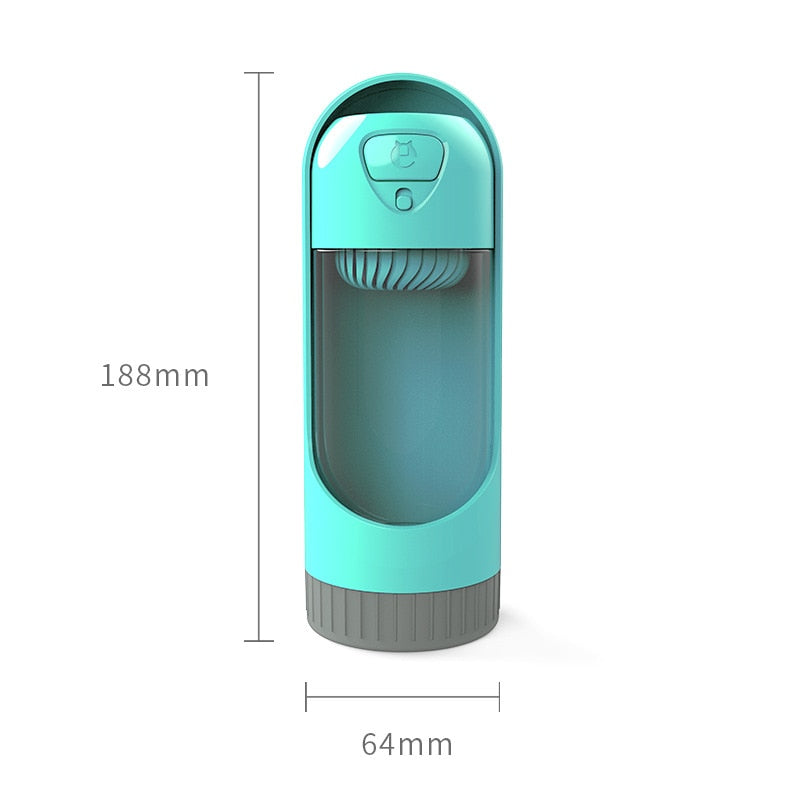 Botella de Agua Portátil para Mascotas 300ml – Dispensador con Cuenco para Perros y Gatos en Viaje