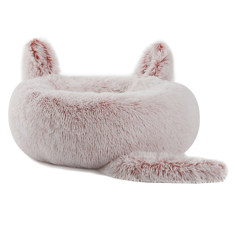 Cama para Mascotas con Orejas de Conejo – Esterilla Cálida de Peluche para Gatos y Perros