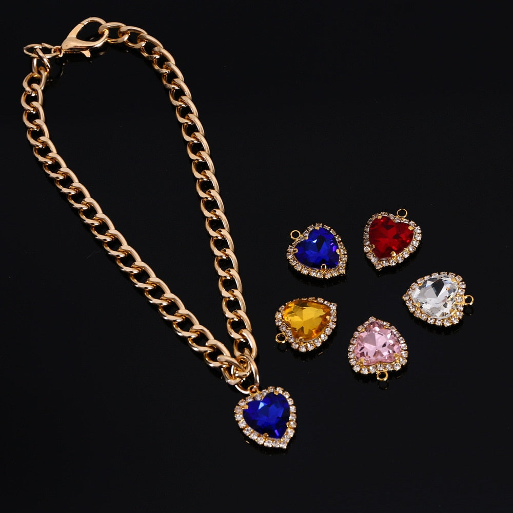 Collar de Lujo con Diamantes de Imitación para Gatos y Cachorros – Colgante de Corazón Ajustable en 5 Colores