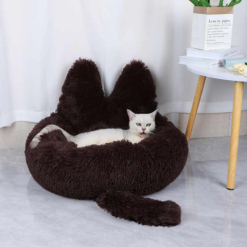 Casa Redonda para Gatos – Cama de Peluche para Todas las Estaciones, Apta para Perros Pequeños