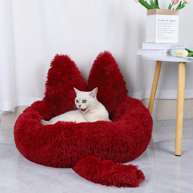 Casa Redonda para Gatos – Cama de Peluche para Todas las Estaciones, Apta para Perros Pequeños