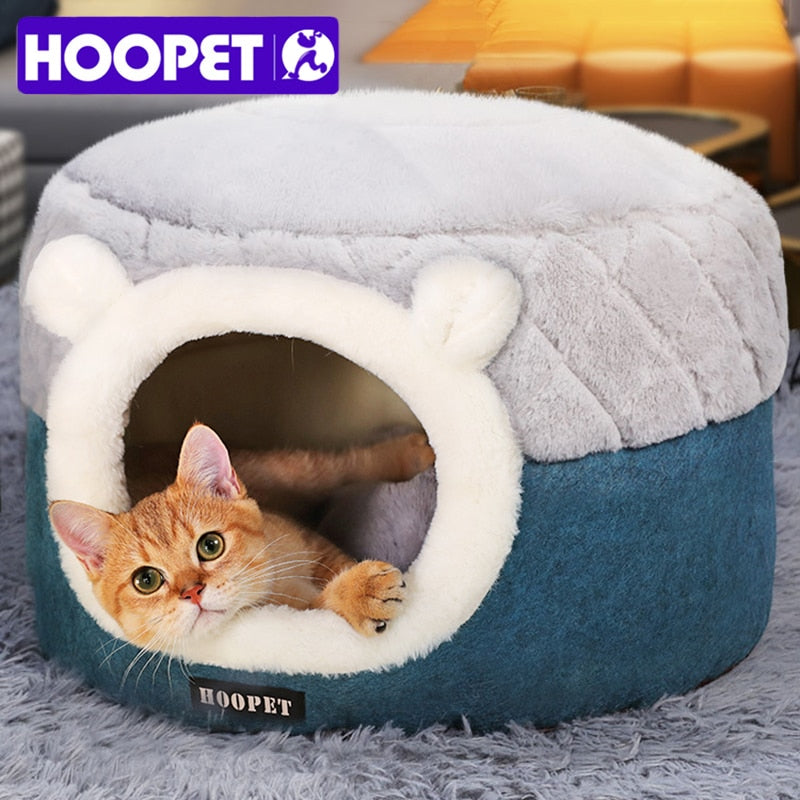 HOOPET Cama Casa para Gatos y Perros Pequeños – Cojín Suave de Peluche para Invierno