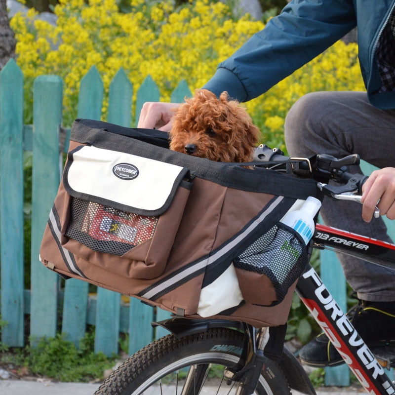 Bolsa transportadora portátil para perros en bicicleta - Asiento de viaje para perros y gatos pequeños