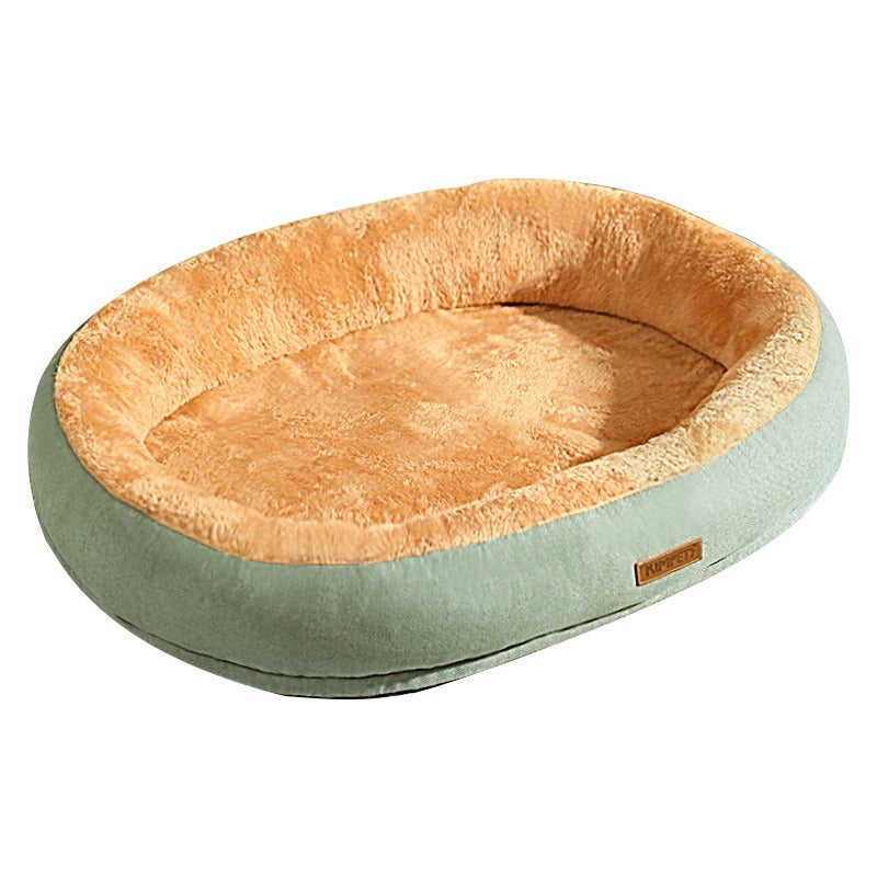 Caseta Ovalada para Gatos y Perros – Cama Cálida de Peluche Resistente a Mordidas
