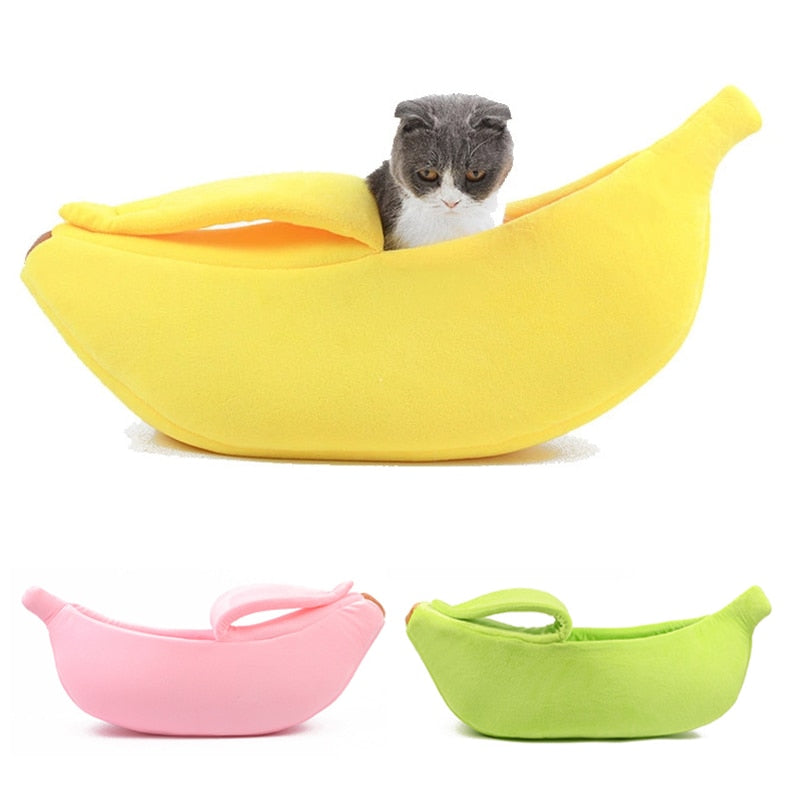 Cama para Gatos con Forma de Plátano – Cesta Acogedora y Divertida en 4 Colores y 4 Tallas