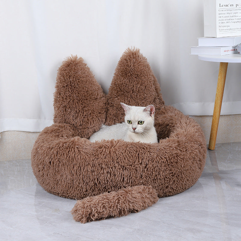 Casa Redonda para Gatos – Cama de Peluche para Todas las Estaciones, Apta para Perros Pequeños