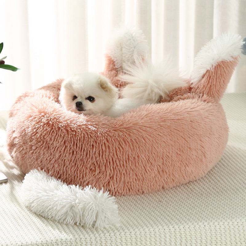 Cama para Mascotas con Orejas de Conejo – Esterilla Cálida de Peluche para Gatos y Perros