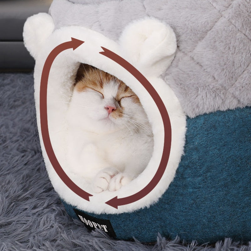 HOOPET Cama Casa para Gatos y Perros Pequeños – Cojín Suave de Peluche para Invierno