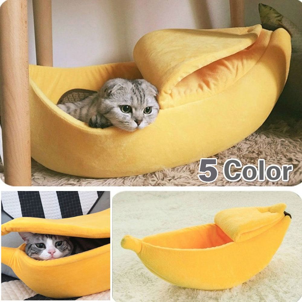 Cama para Gatos con Forma de Plátano – Cesta Acogedora y Divertida en 4 Colores y 4 Tallas